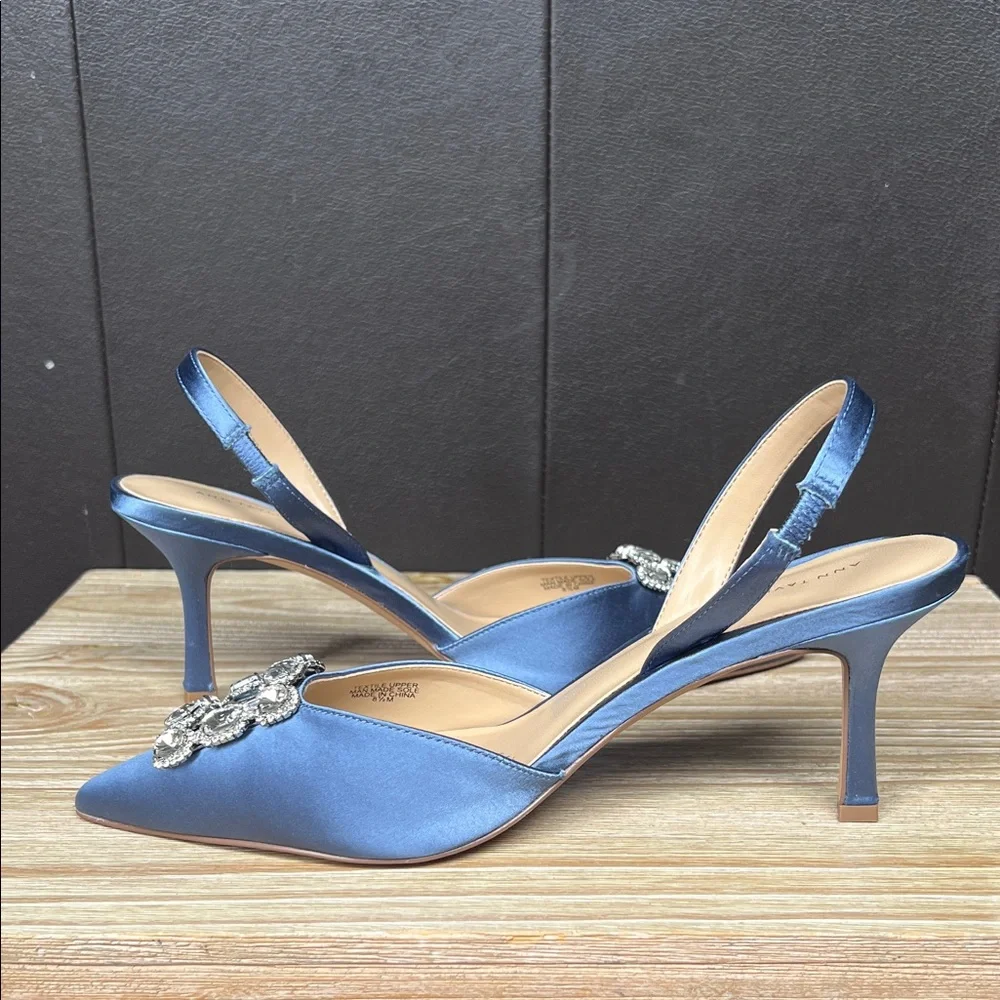 Ann Taylor Blue Satin Embellished Heels - Picture 6 of 11